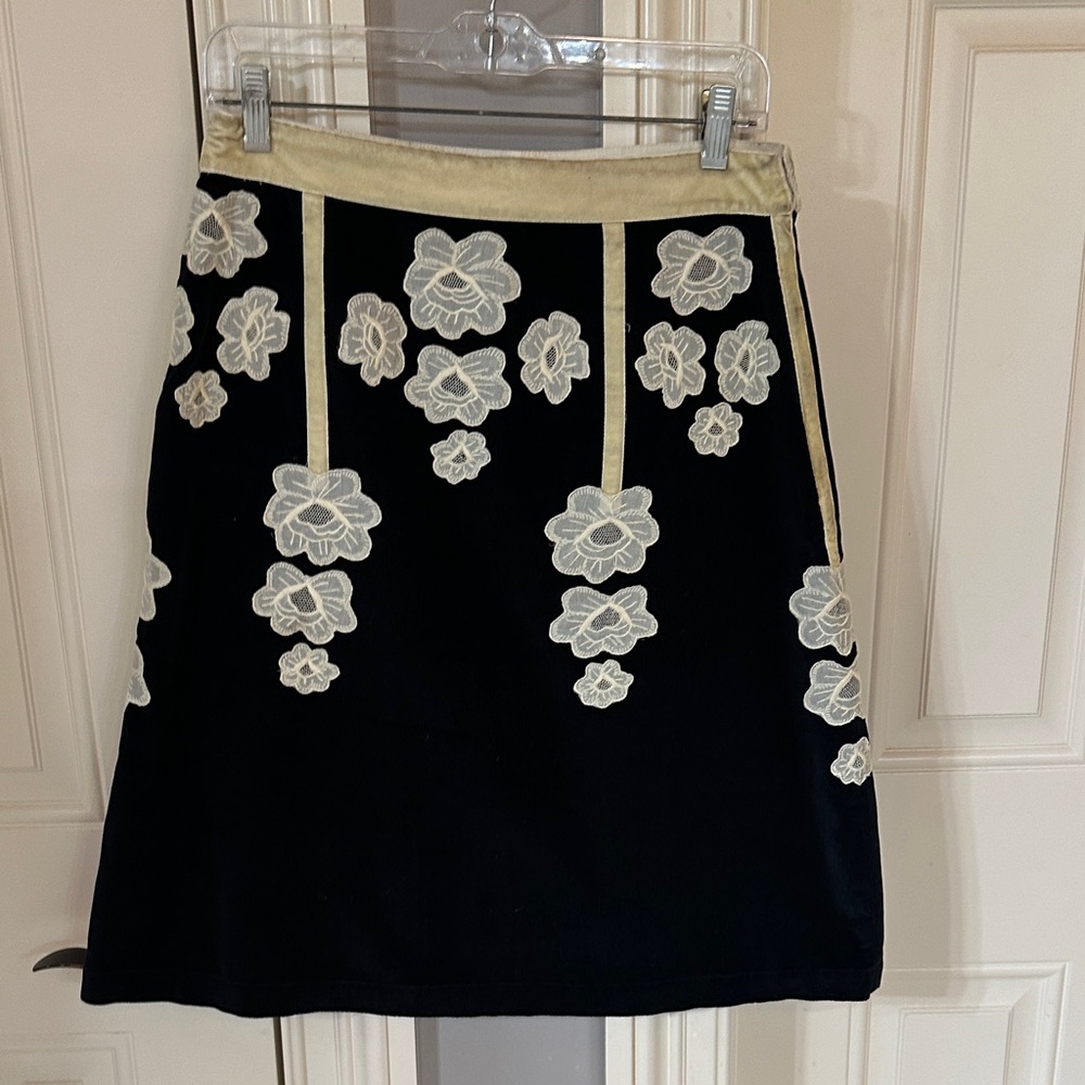 Odille Black Skirt with Cream Floral Design